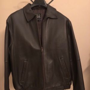 Jos A. Bank Leather Bomber Jacket